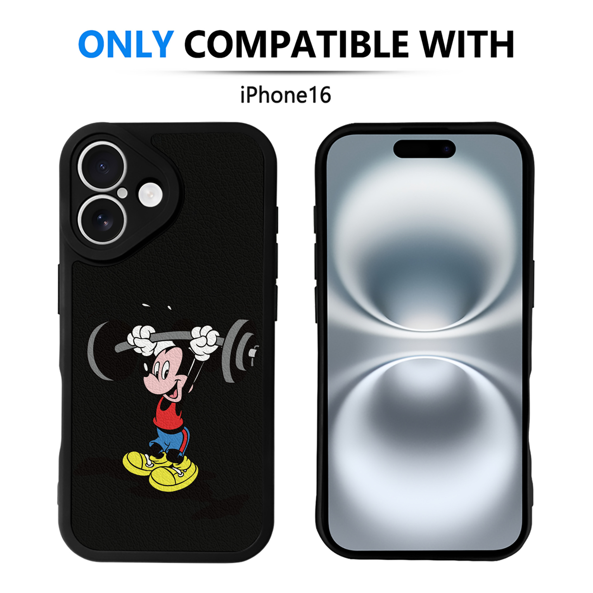 （画像用） ミッキーマウス Mickey Mouse 【iPhone 16シリーズ対応】シリコンスマホケース（レザー調） 材質：シリコン